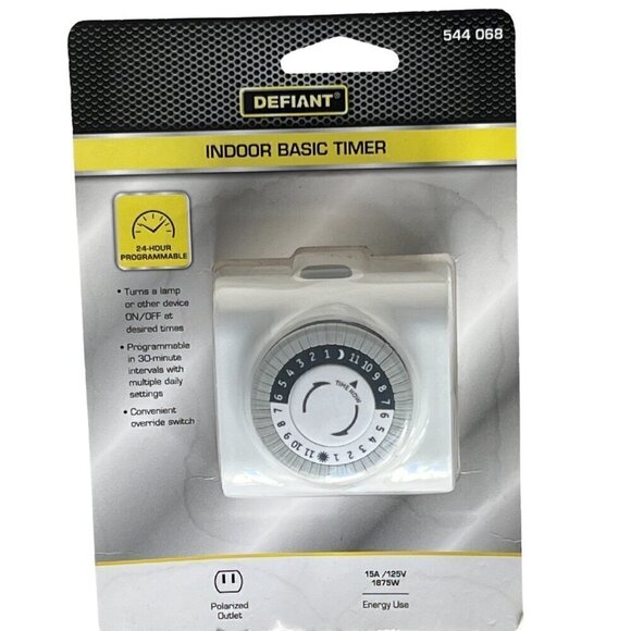 Defiant 1250-Watt 15 Amp Resistive 24-Hour Indoor Plug-In Timer - White - Picture 1 of 3
